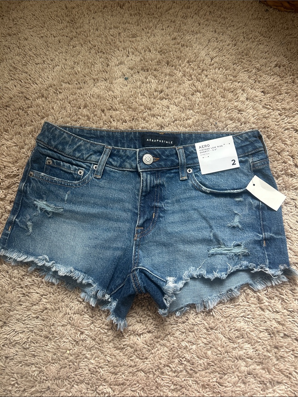 Aeropostale Blue Distressed Vintage Low Rise 2.5” shorts
